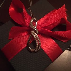 Diamond sterling silver infinity pendant necklace